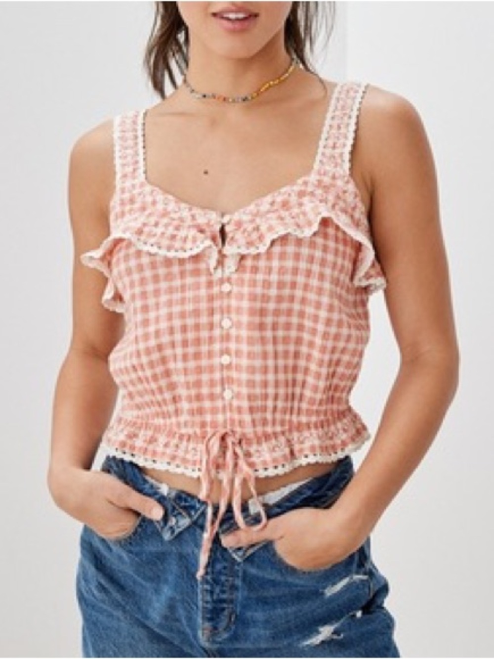 American Eagle Gingham Crop Tank
